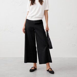 NWT Banana Republic Black Wide-Leg Linen-Blend Pull-On Cropped Resort Pants M